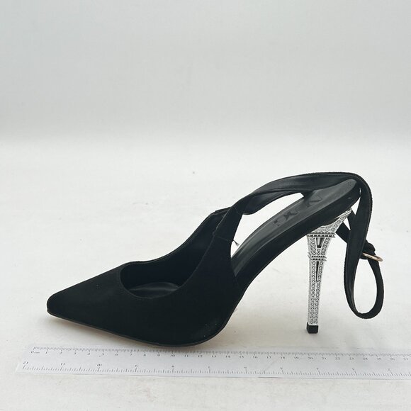 Black Pointy Toe Pumps High Heel Strappy Evening Party Event Stiletto Shoes - Picture 1 of 6